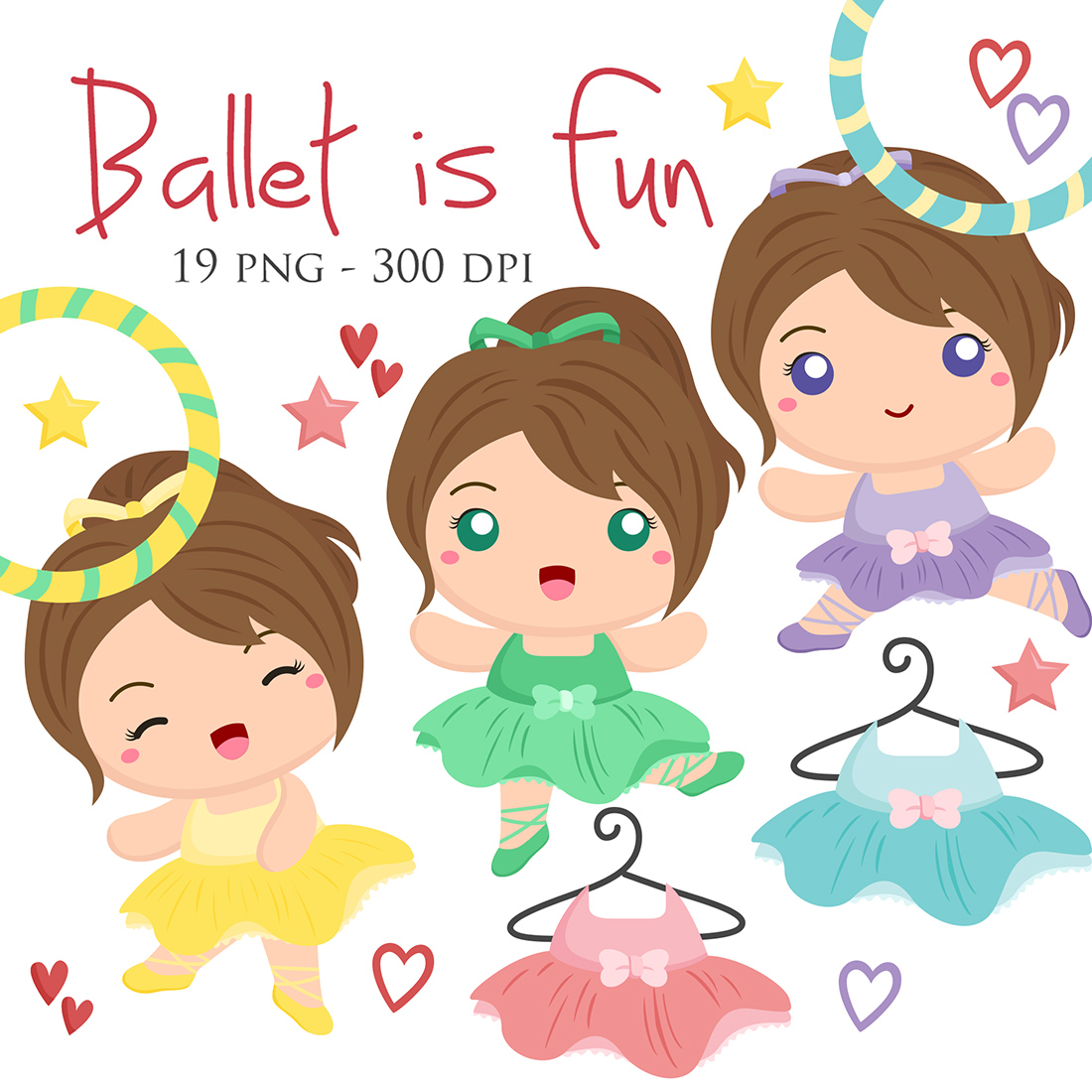 Cute Colorful Little Ballerina Ballet is Fun Sport Illustration Vector Clipart Cartoon cover image.