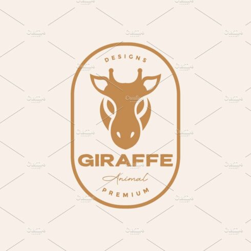 head minimal giraffe badge logo cover image.