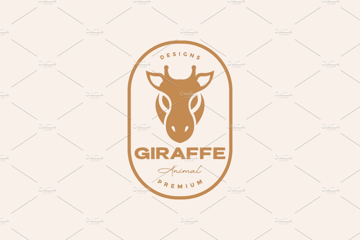 head minimal giraffe badge logo cover image.