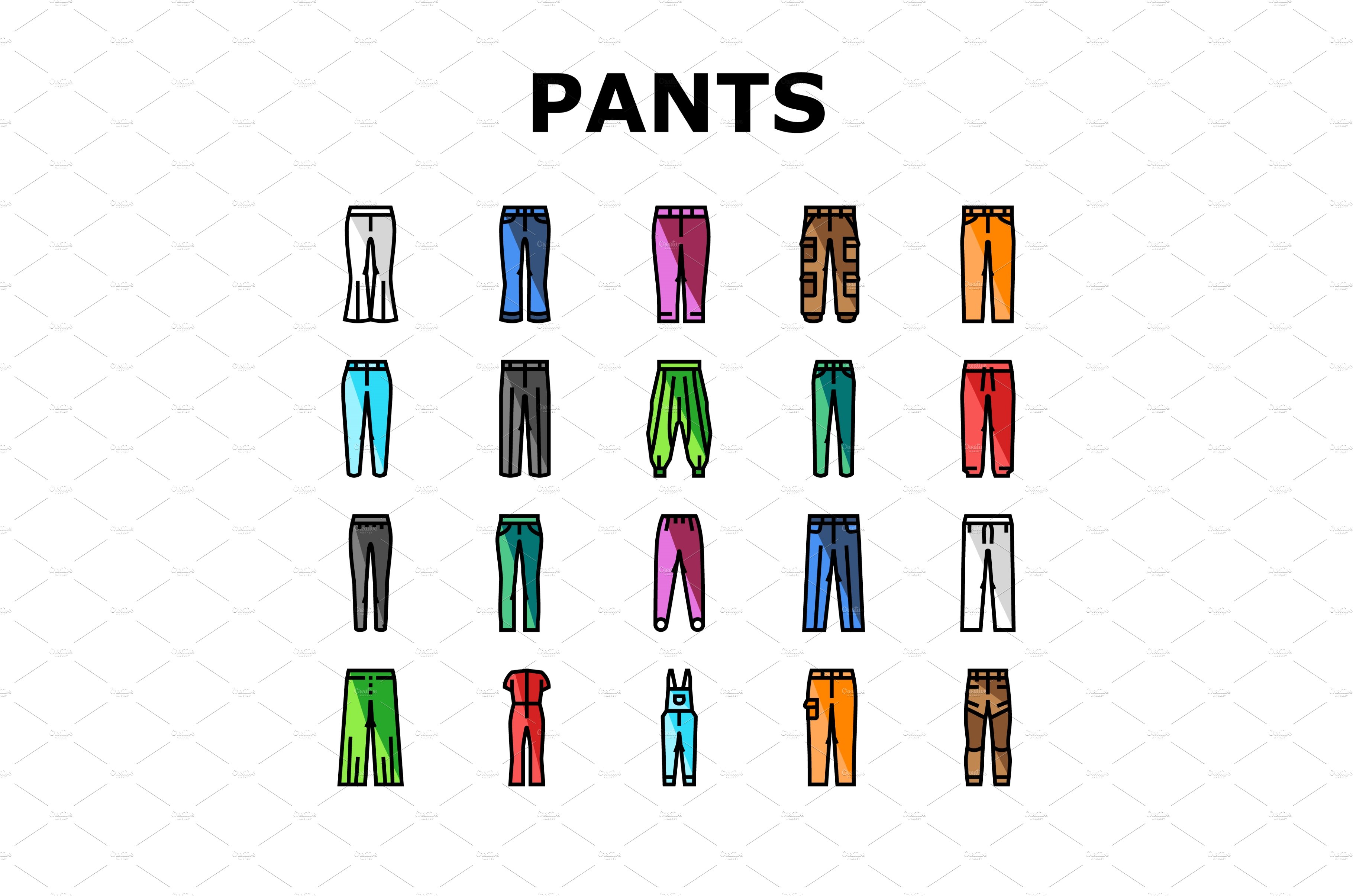 pants fashion clothes apparel icons cover image.