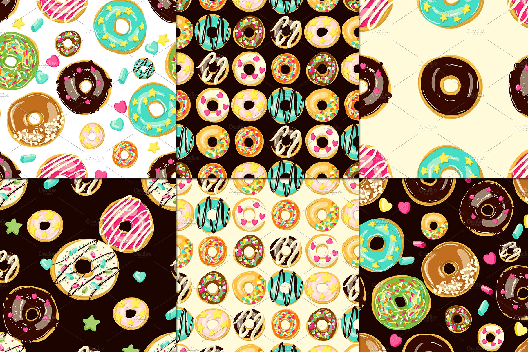 12 vector patterns with donuts cover image.