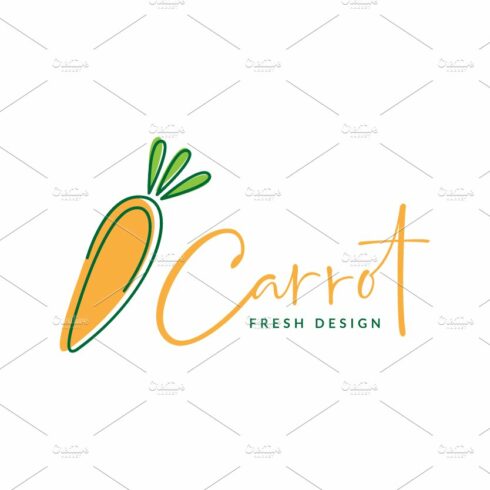 single line carrot fresh logo design cover image.