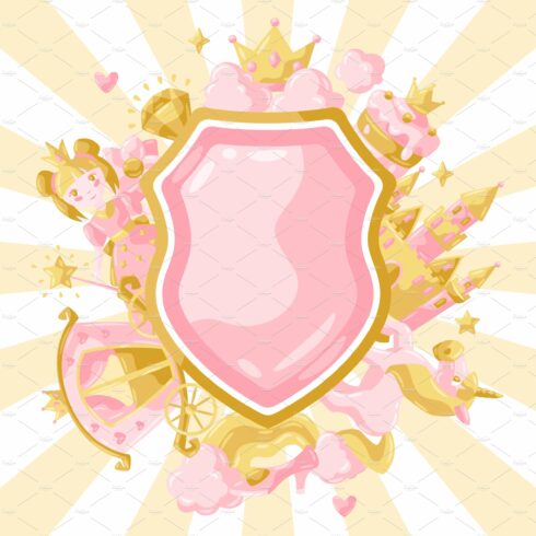 Princess party items background. cover image.