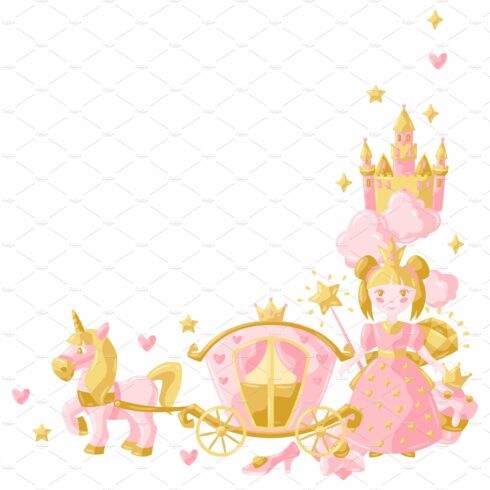 Princess party items frame. cover image.