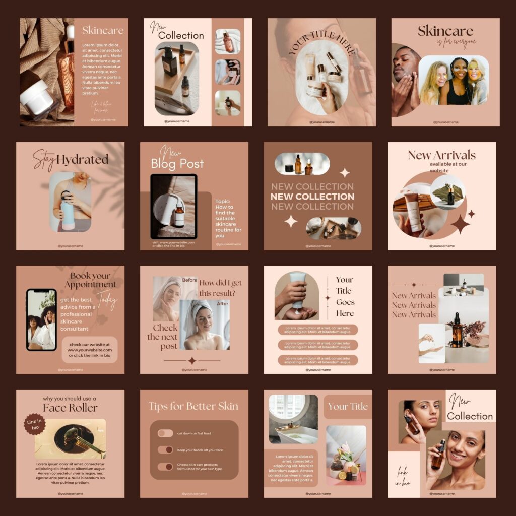 SkinCare Elegant Neutral Brown & Beige Instagram Canva Template ...