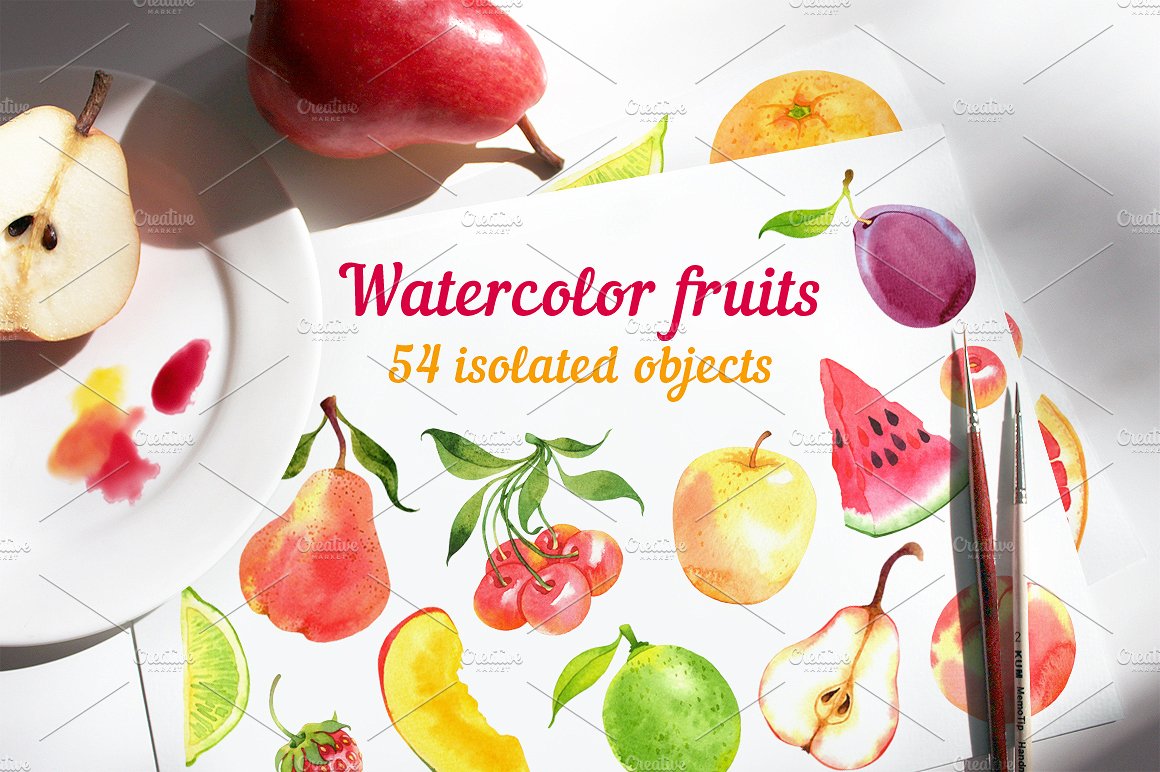 Watercolor fruits cover image.
