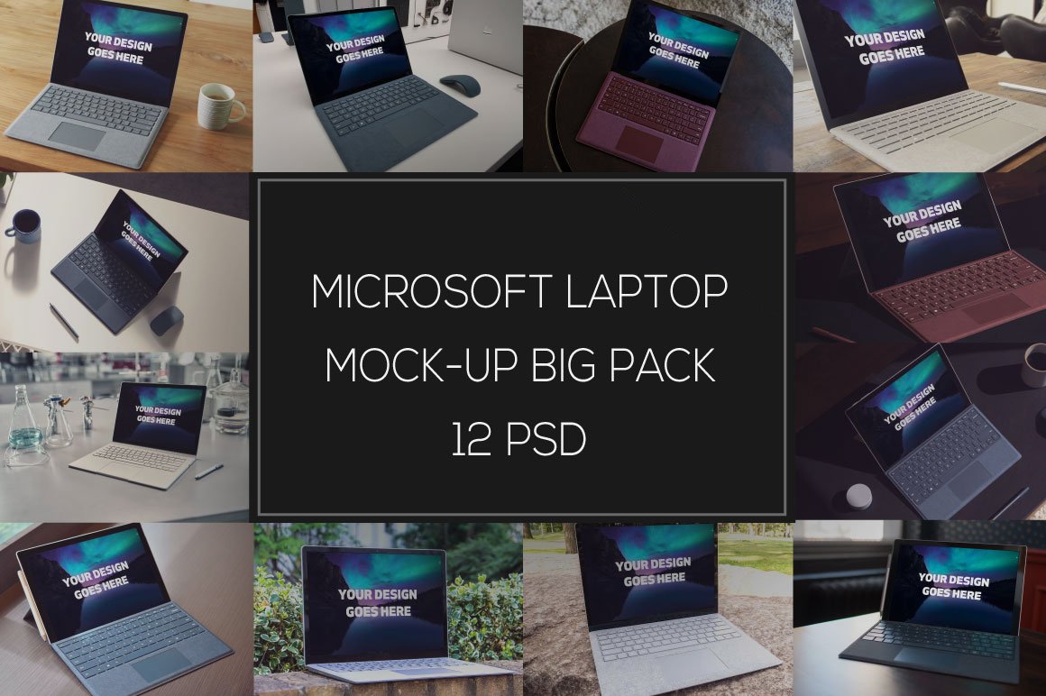 Microsoft Laptop Mock-up Pack #2 cover image.