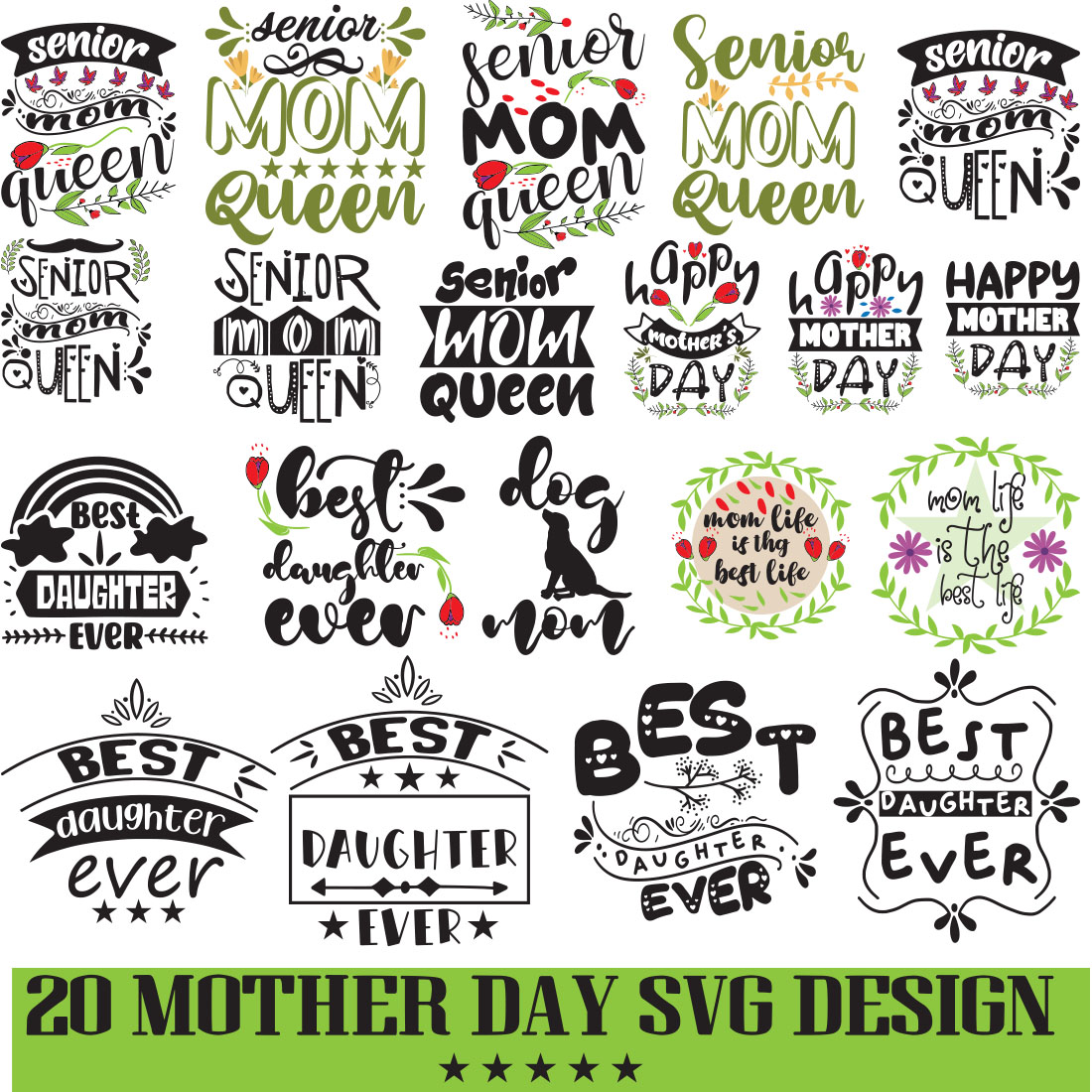 Mother Day SVG BUNDLE preview image.