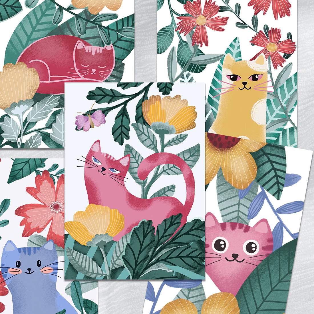 Cute Cats Printable Illustrations preview image.