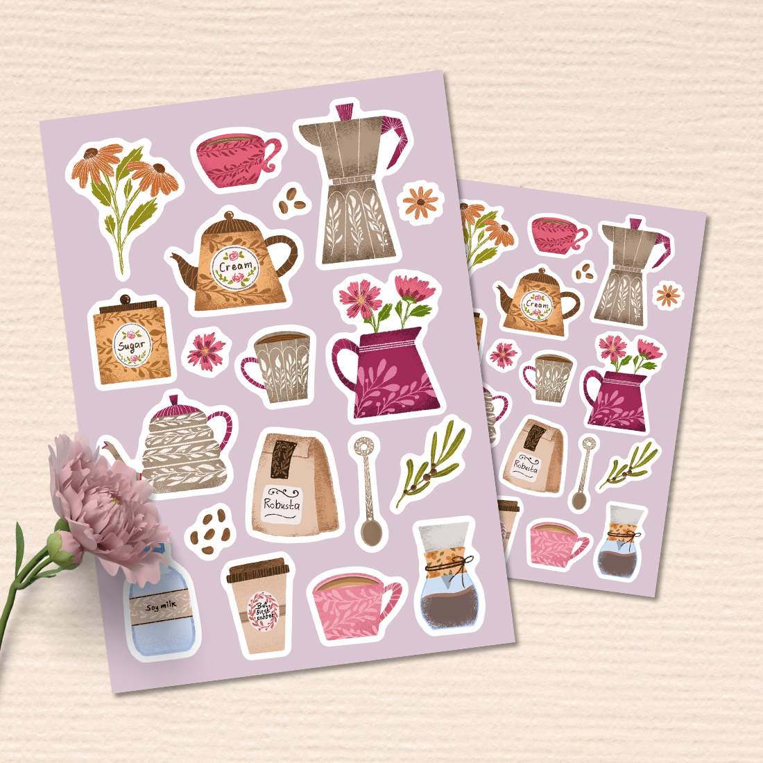 Coffee aesthetic sticker pack preview image.