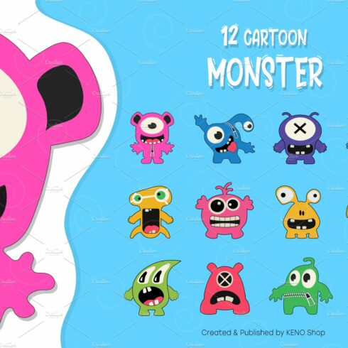 12 Cartoon Monsters. cover image.