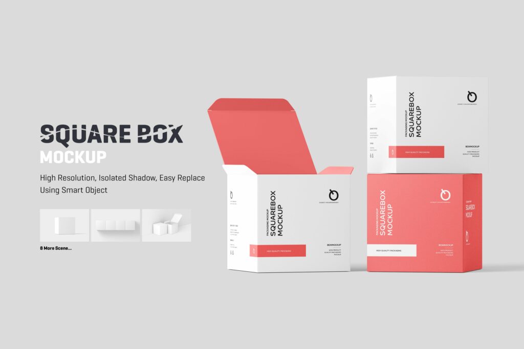 Square Box Mockup – MasterBundles