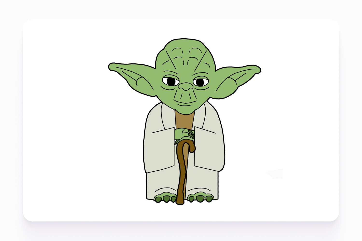 Drawing of Master Yoda with staff.