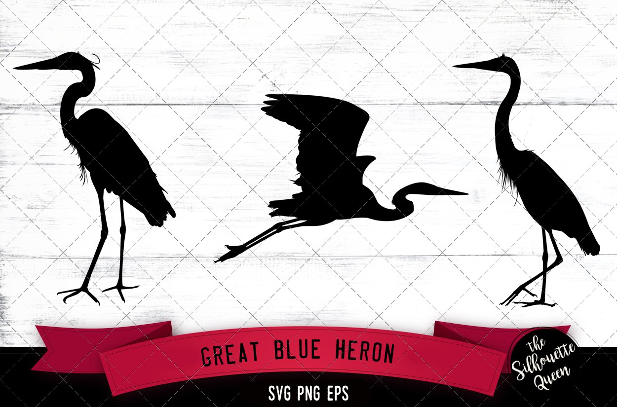 Great Blue Heron Silhouette Vector cover image.