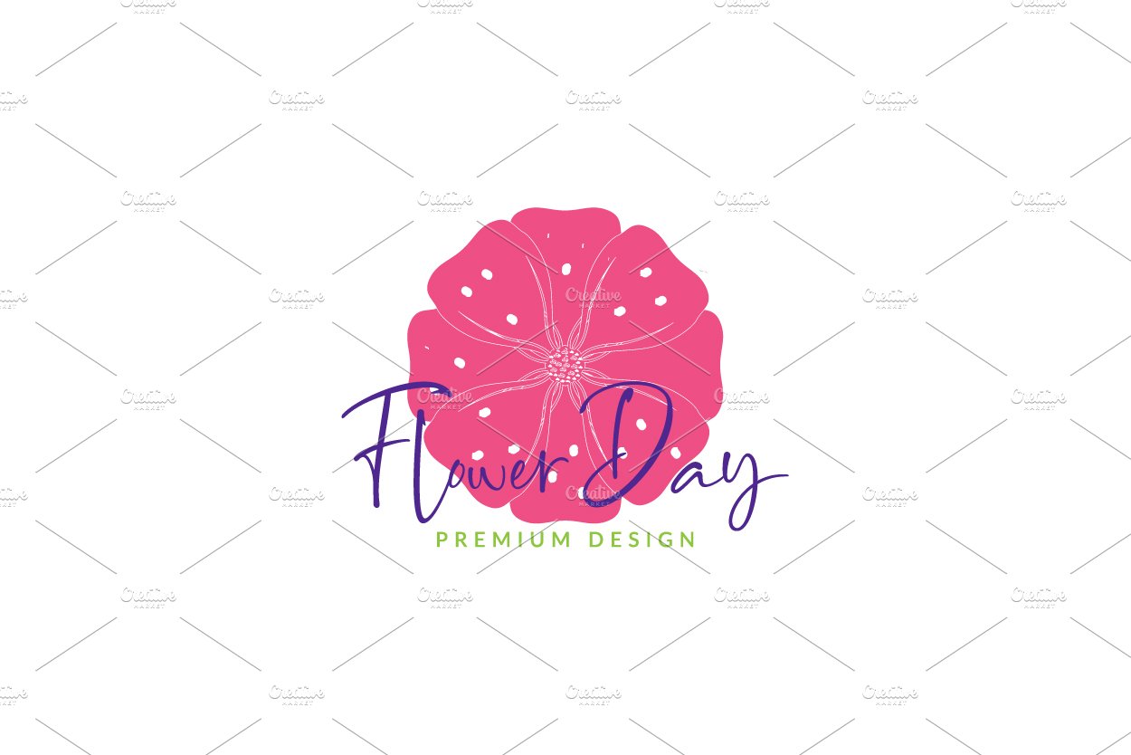 colorful pink daisy flower logo cover image.