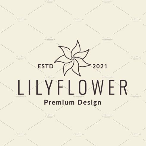 beautiful lily lines flower  logo cover image.