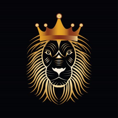 Golden Lion Logo Design Template cover image.