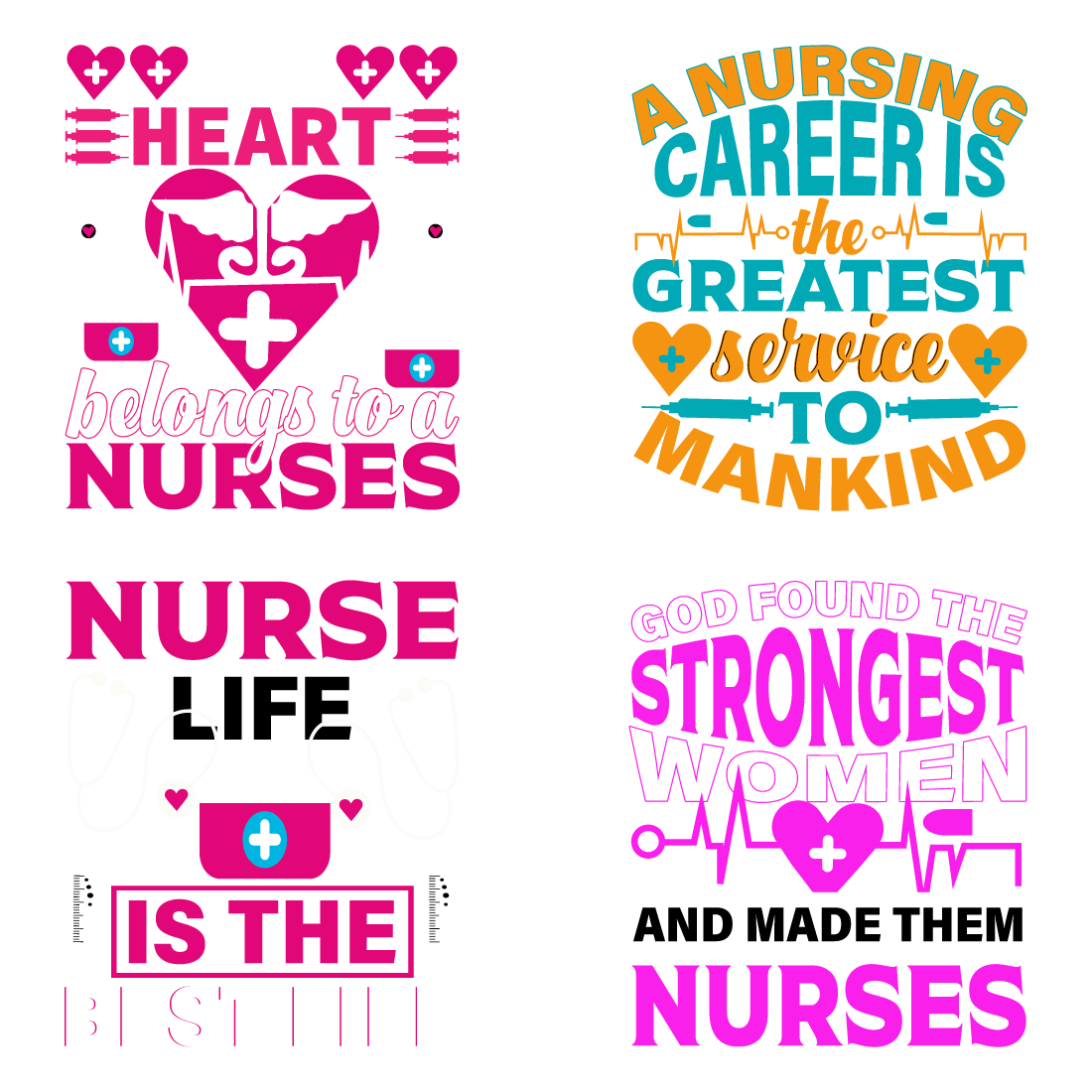 Nurse day t-shirt design bundle preview image.