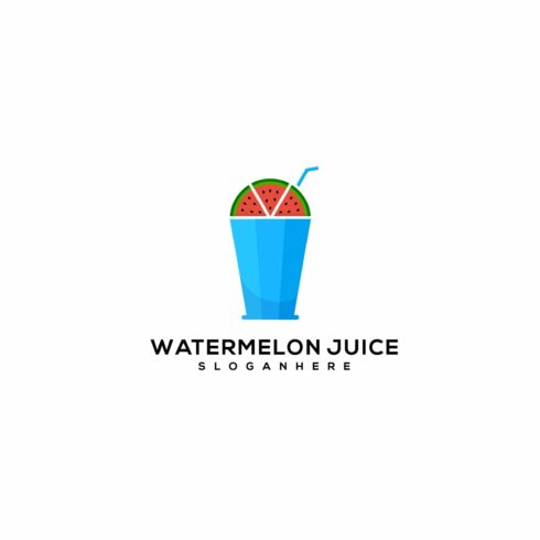 Watermelon juice logo design vector cover image.
