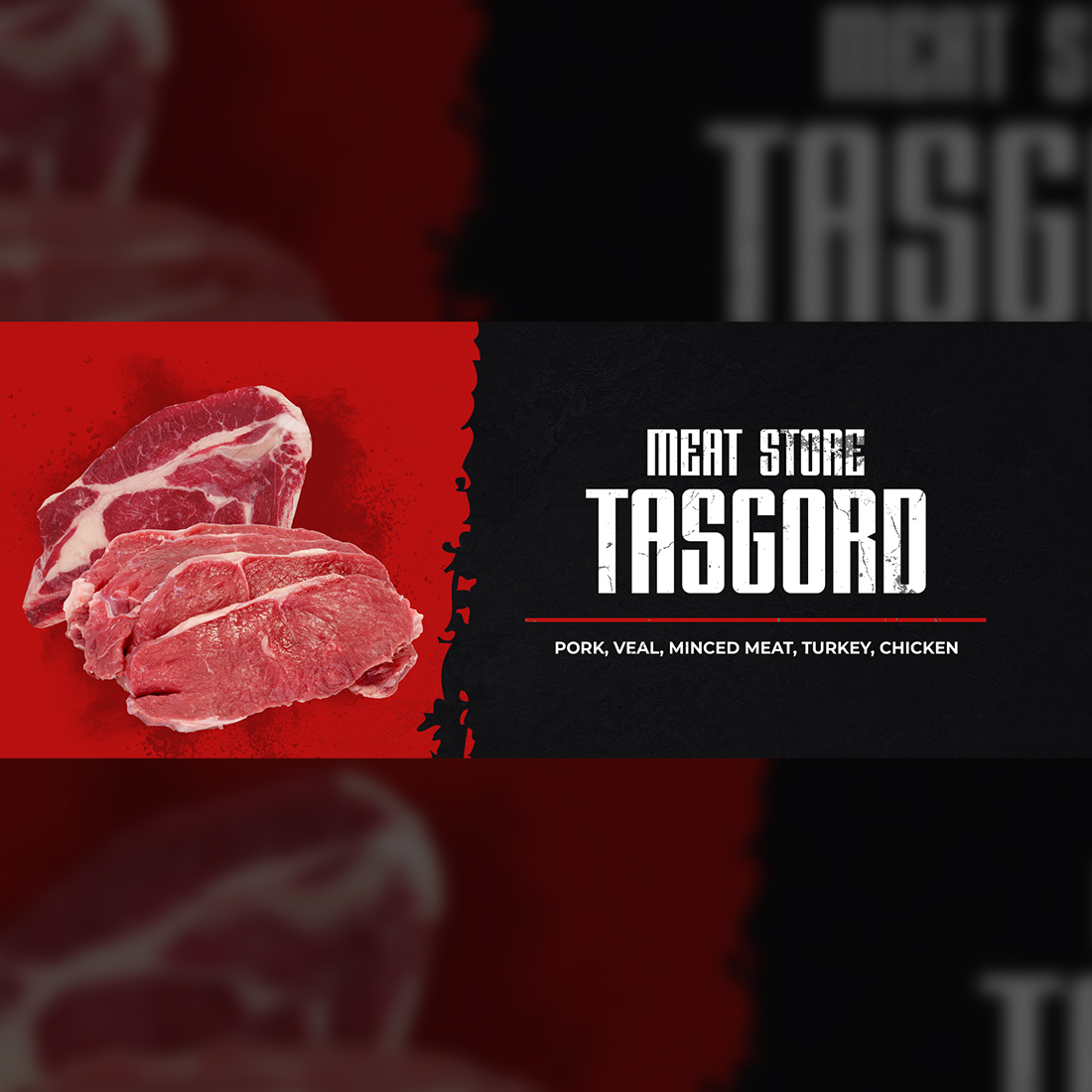 Header for a website with a meat theme pinterest preview image.