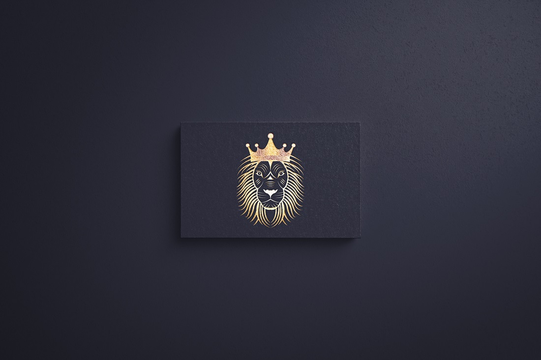 Golden Lion Logo Design Template pinterest preview image.