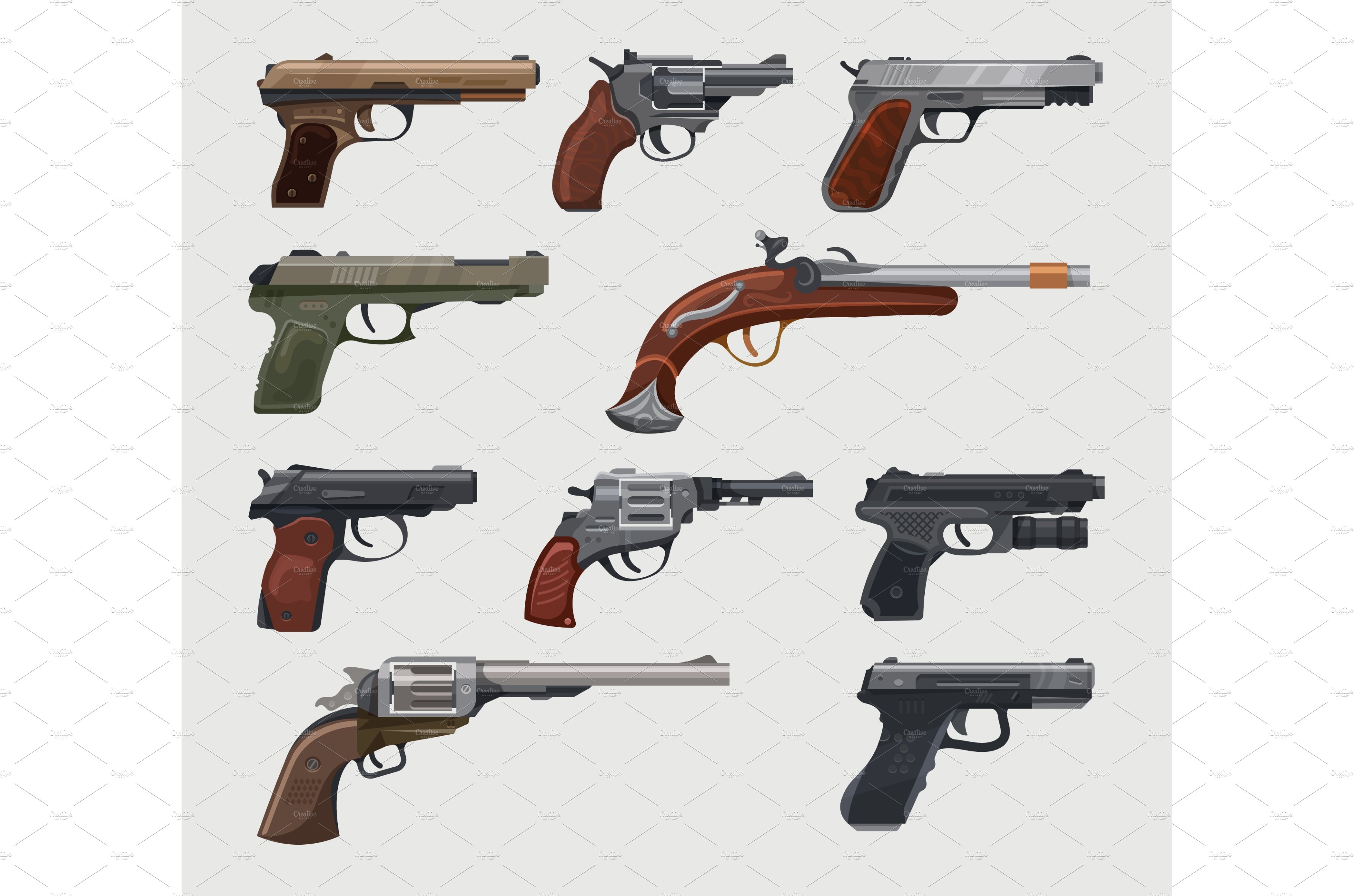 Guns, pistols, revolvers, vintage cover image.