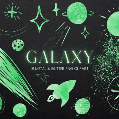 Green Galaxy Clipart cover image.