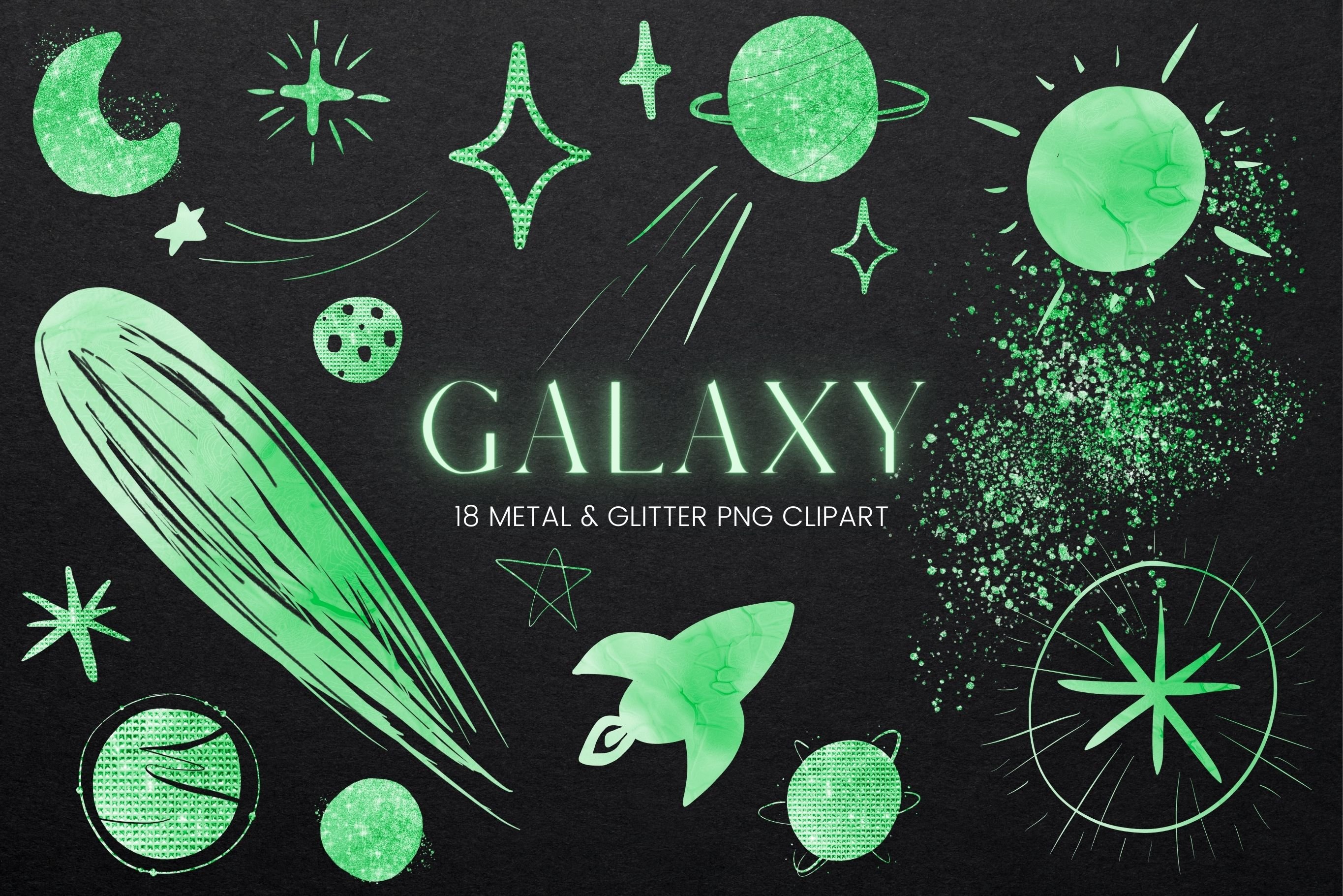 Green Galaxy Clipart cover image.