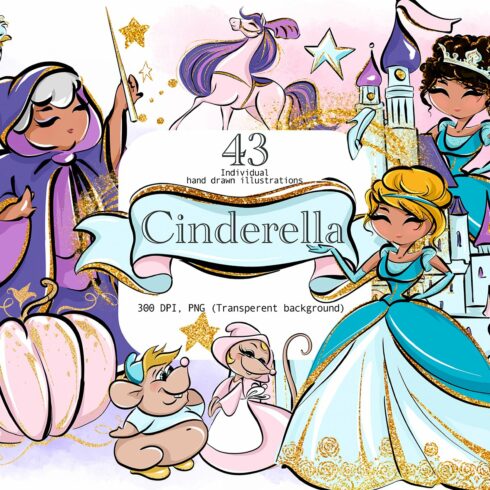 Brown Skin Cinderella Clipart cover image.