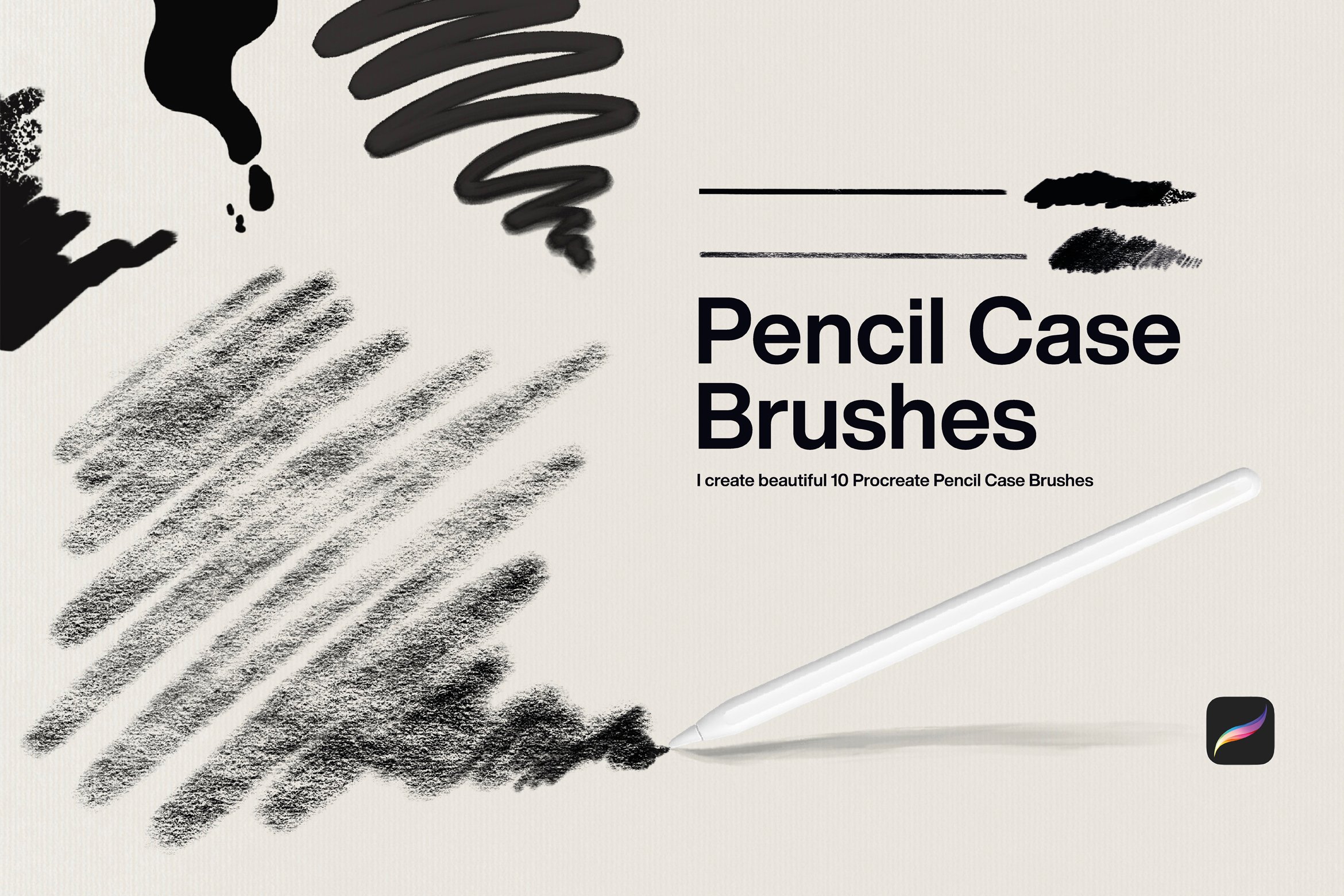 10 Pencil Case Brushes Procreate cover image.