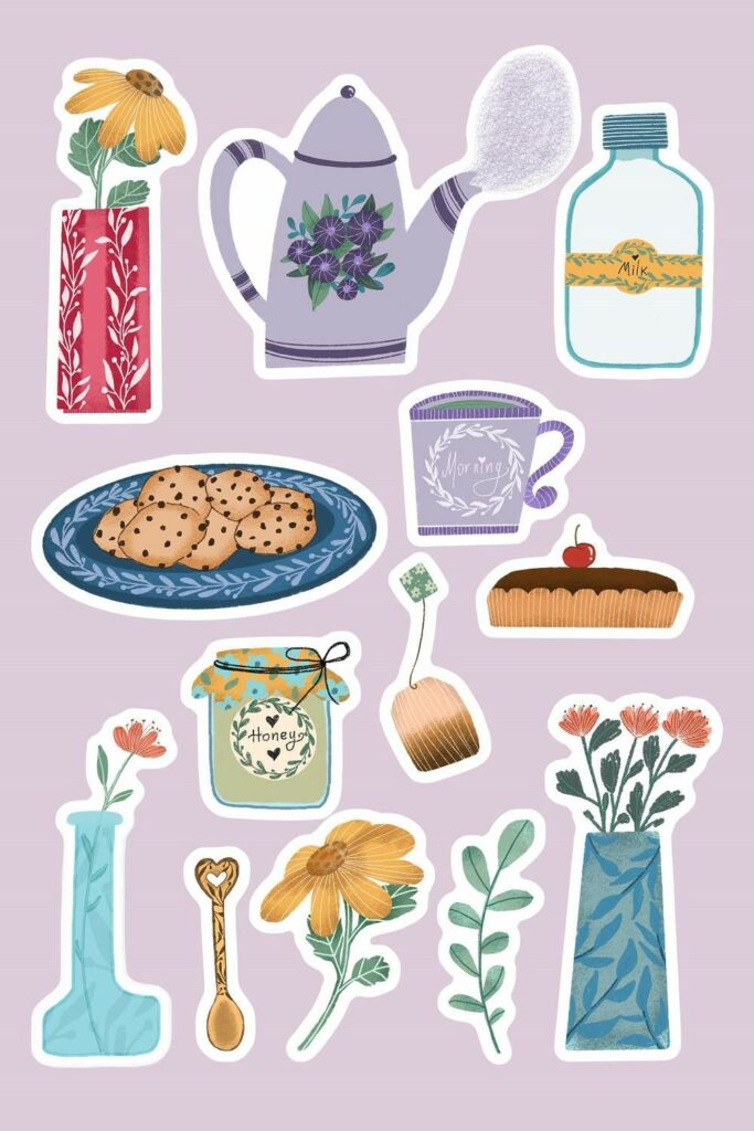 Afternoon tea sticker pack - MasterBundles