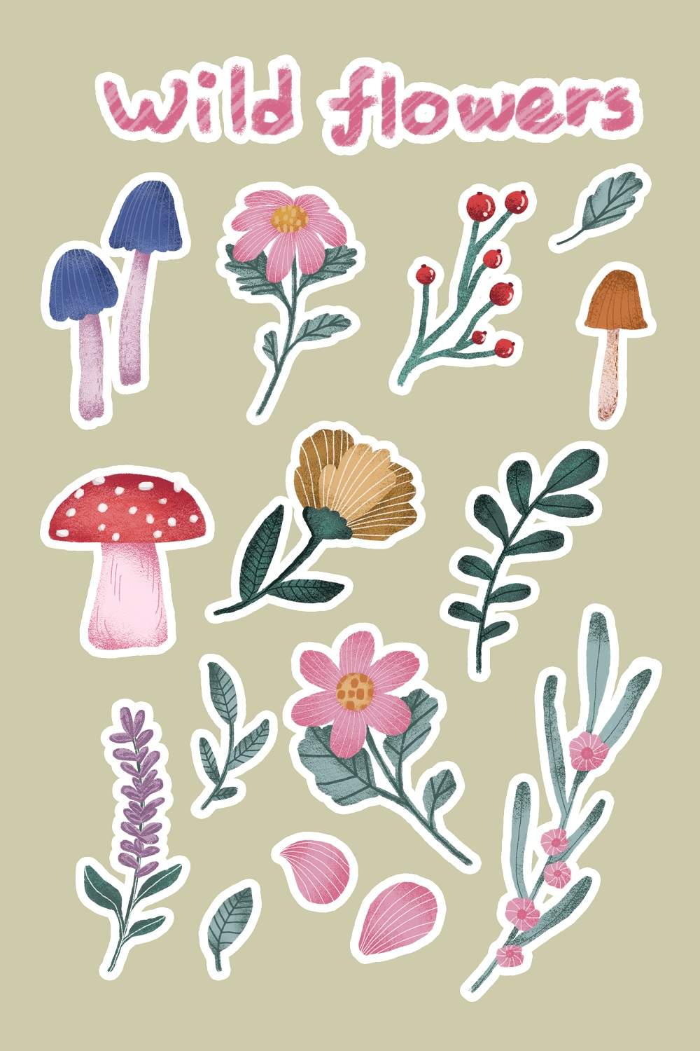 Wild Flower Sticker Pack pinterest preview image.