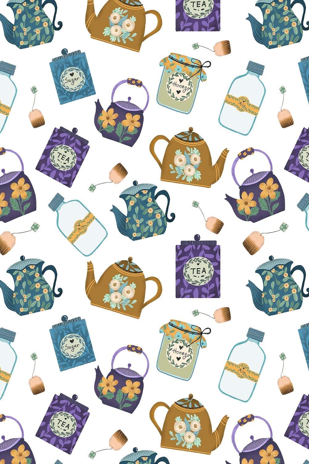 Morning tea clipart, patterns, premade posters set pinterest preview image.