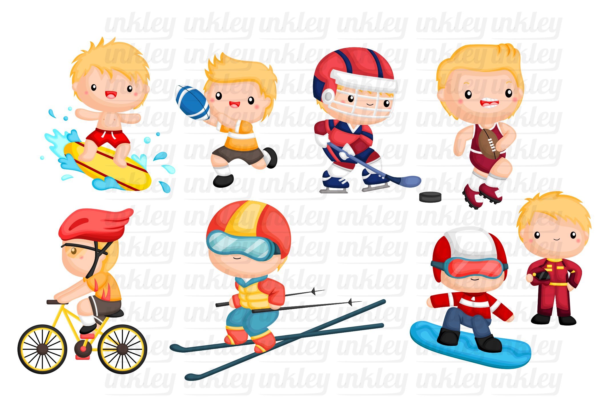 Sport and Boys Clipart - Cute Kids preview image.