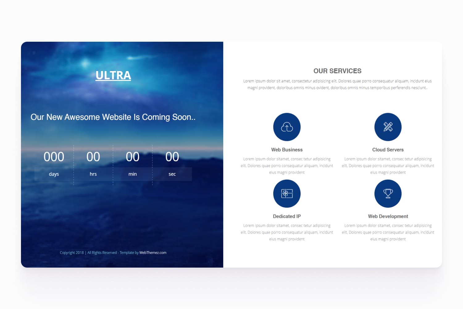 Screenshot of the website page with a countdown to the launch and infographics describing the company's service.