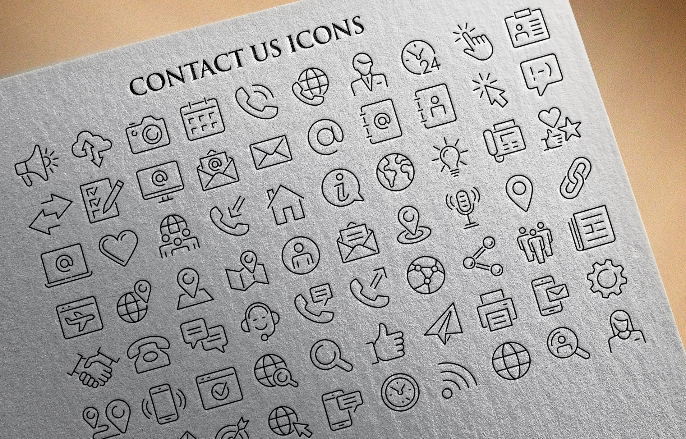 Contact Us Outline Vector Icon Set cover image.