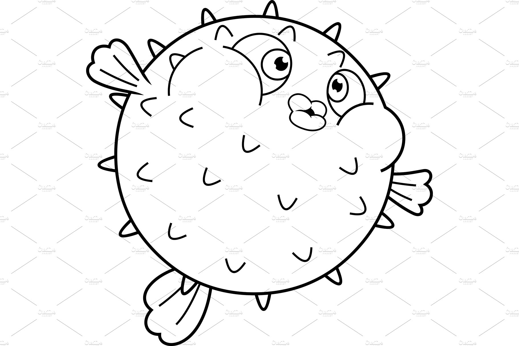 Outlined Cute Puffer Fish cover image.
