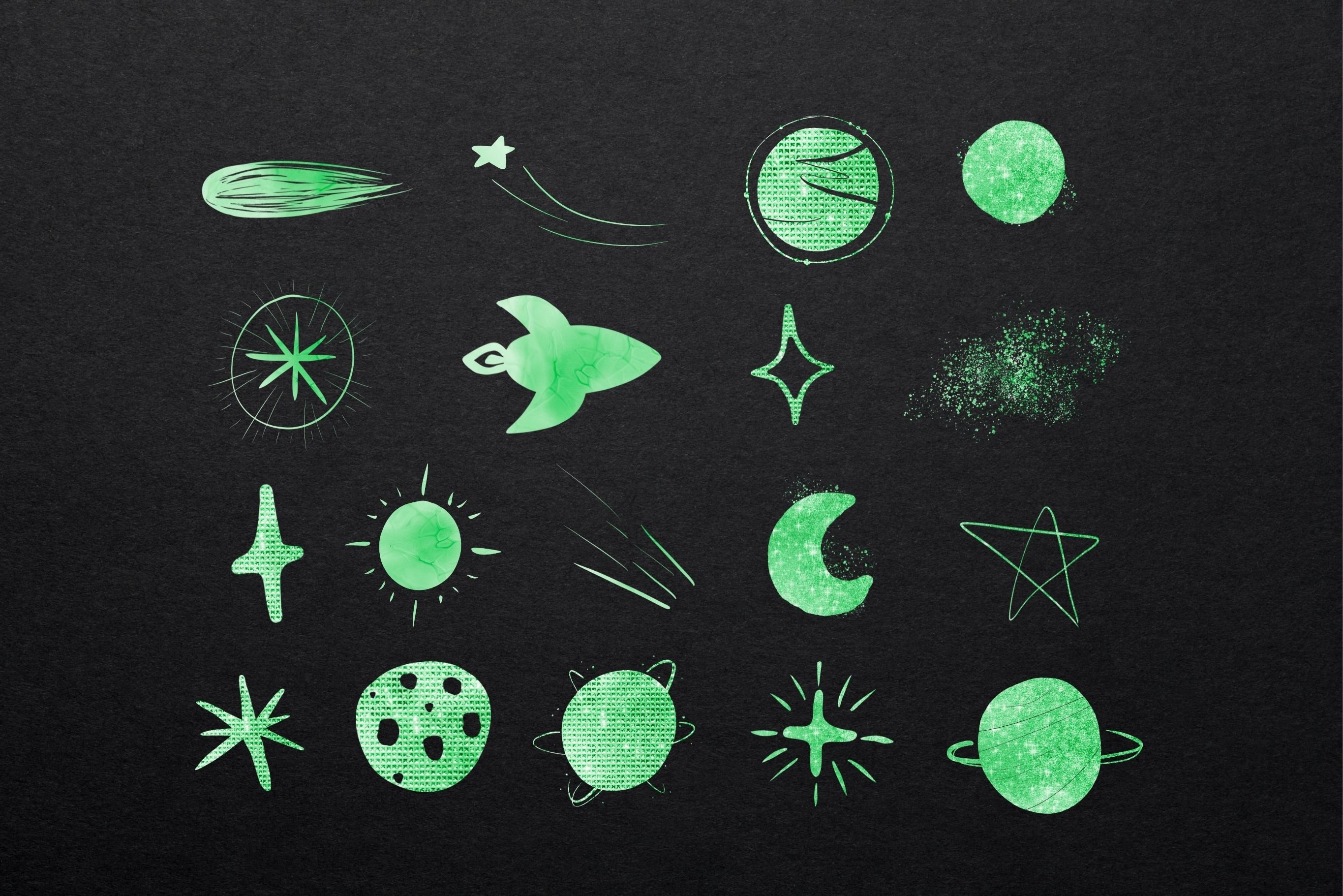 Green Galaxy Clipart preview image.