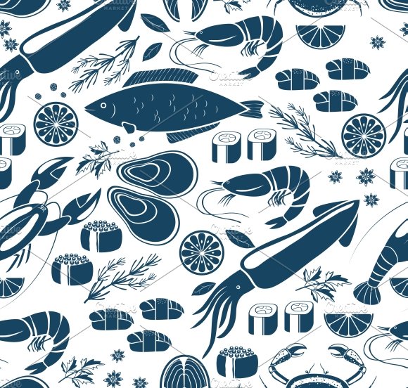 seafood seamless background cover image.