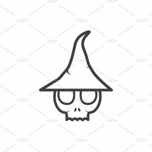 skull with witch hat logo design cover image.