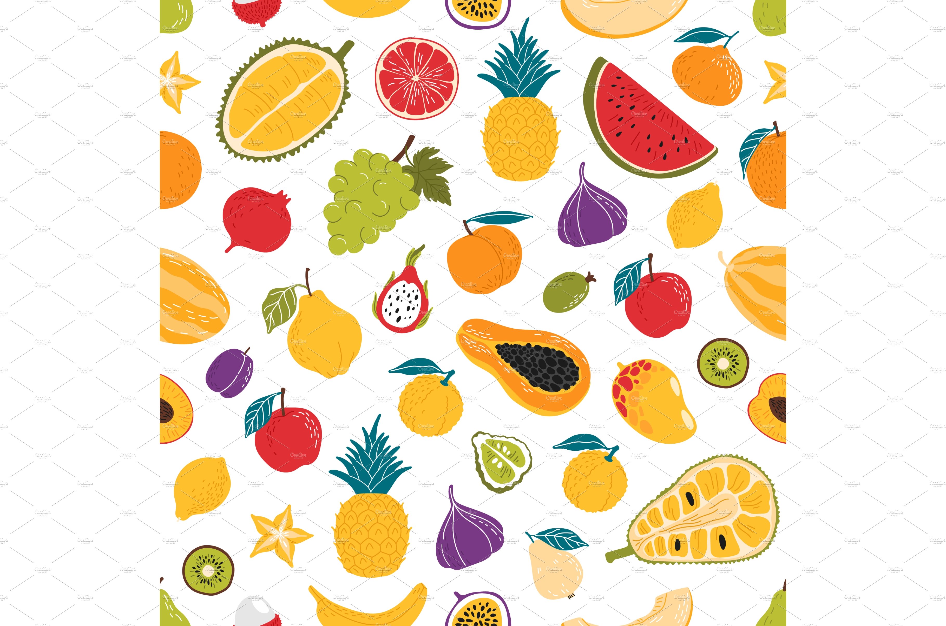 Ripe fruits seamless pattern cover image.
