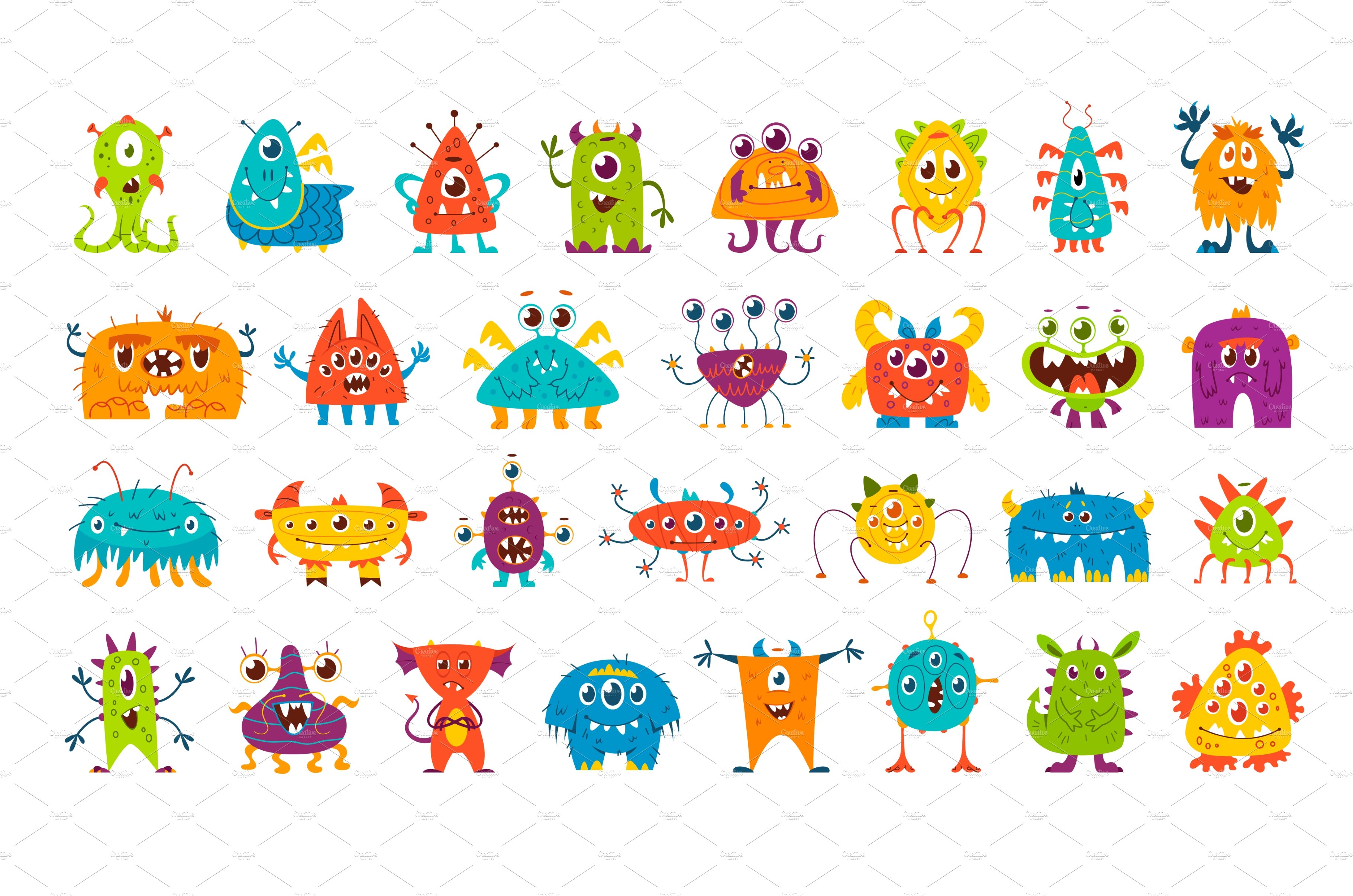 Cartoon monster characters cover image.