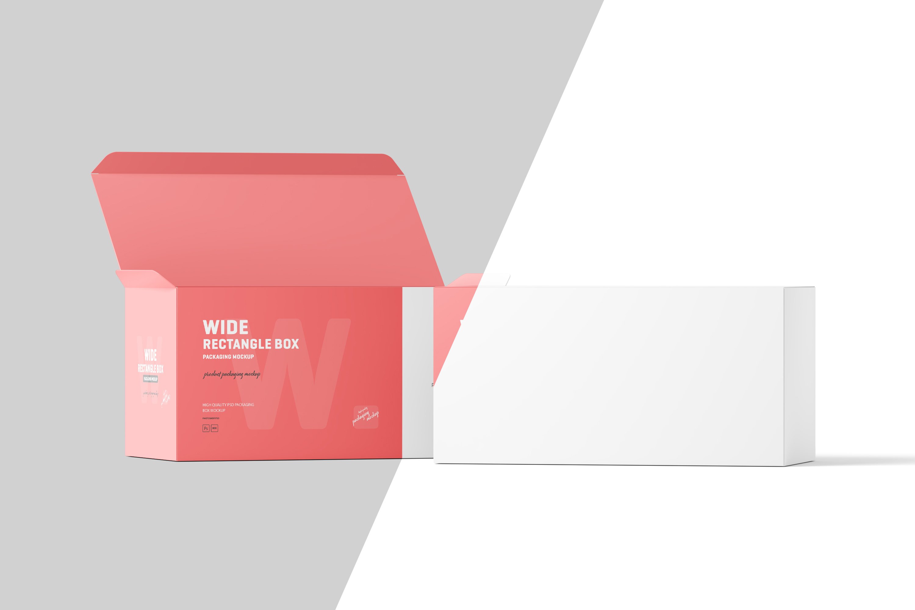 Wide Rectangle Box Packaging Mockup preview image.