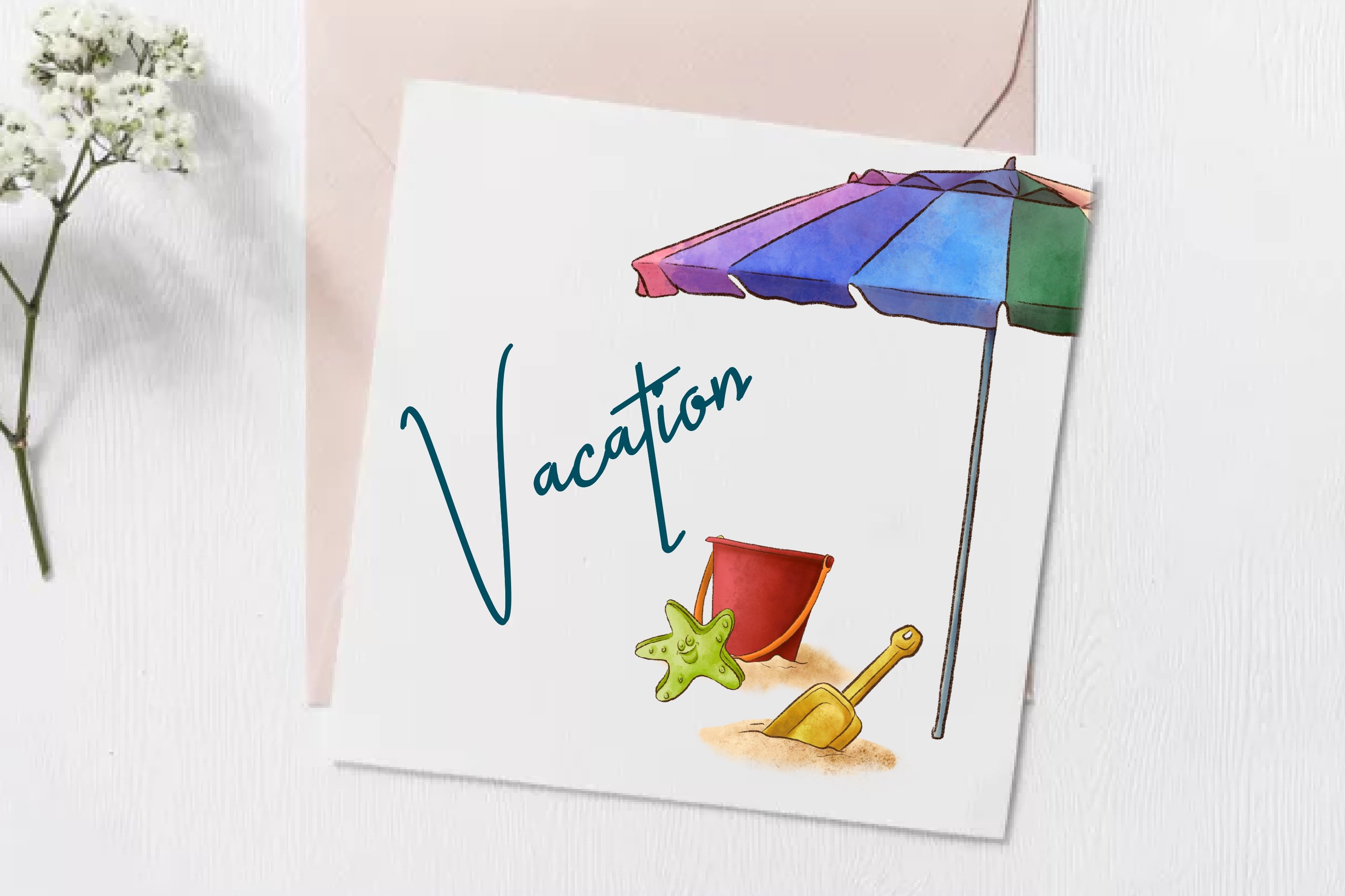 Summer Beach Vacation Clipart preview image.
