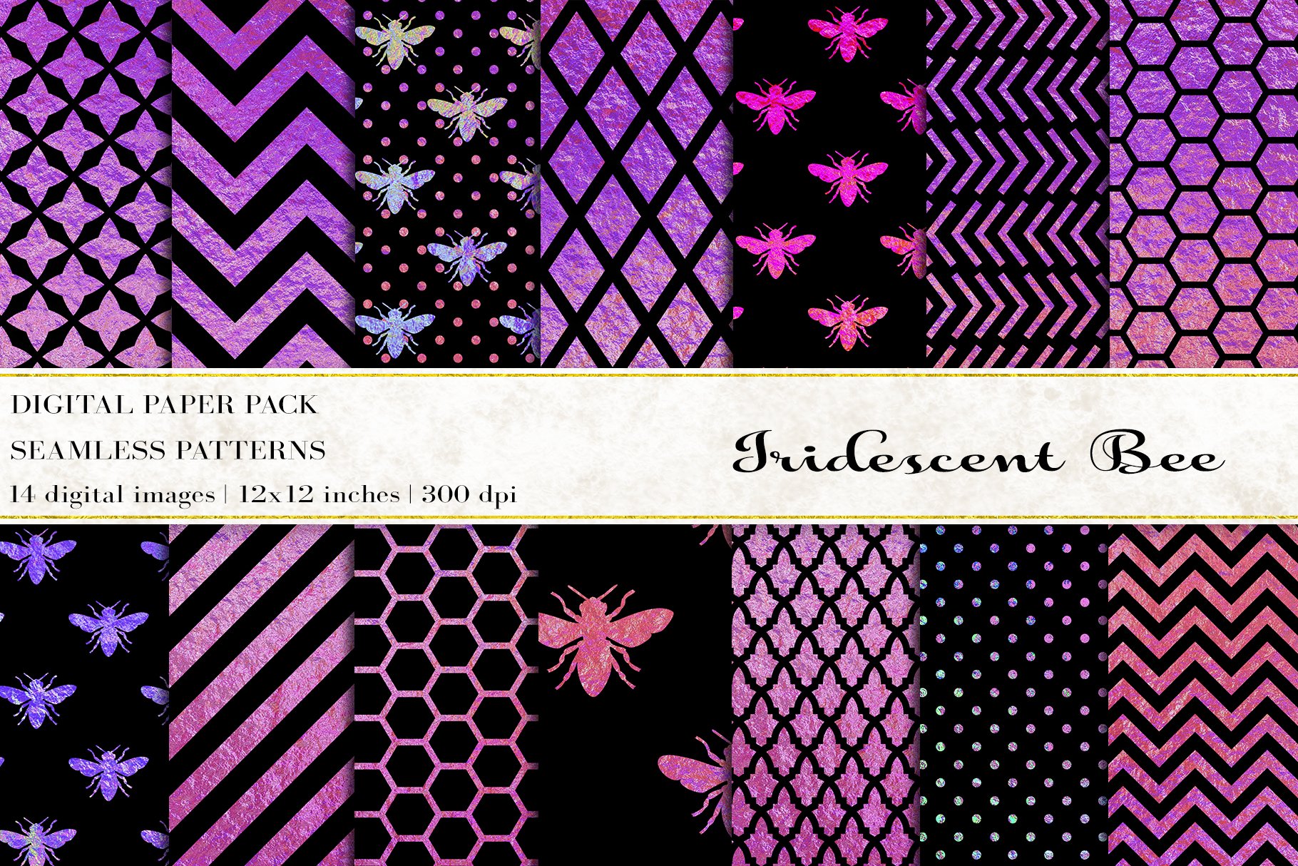 Iridescent Bee Digital Papers cover image.