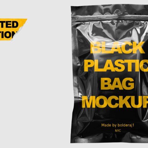 Black plastic bag mockup cover image.