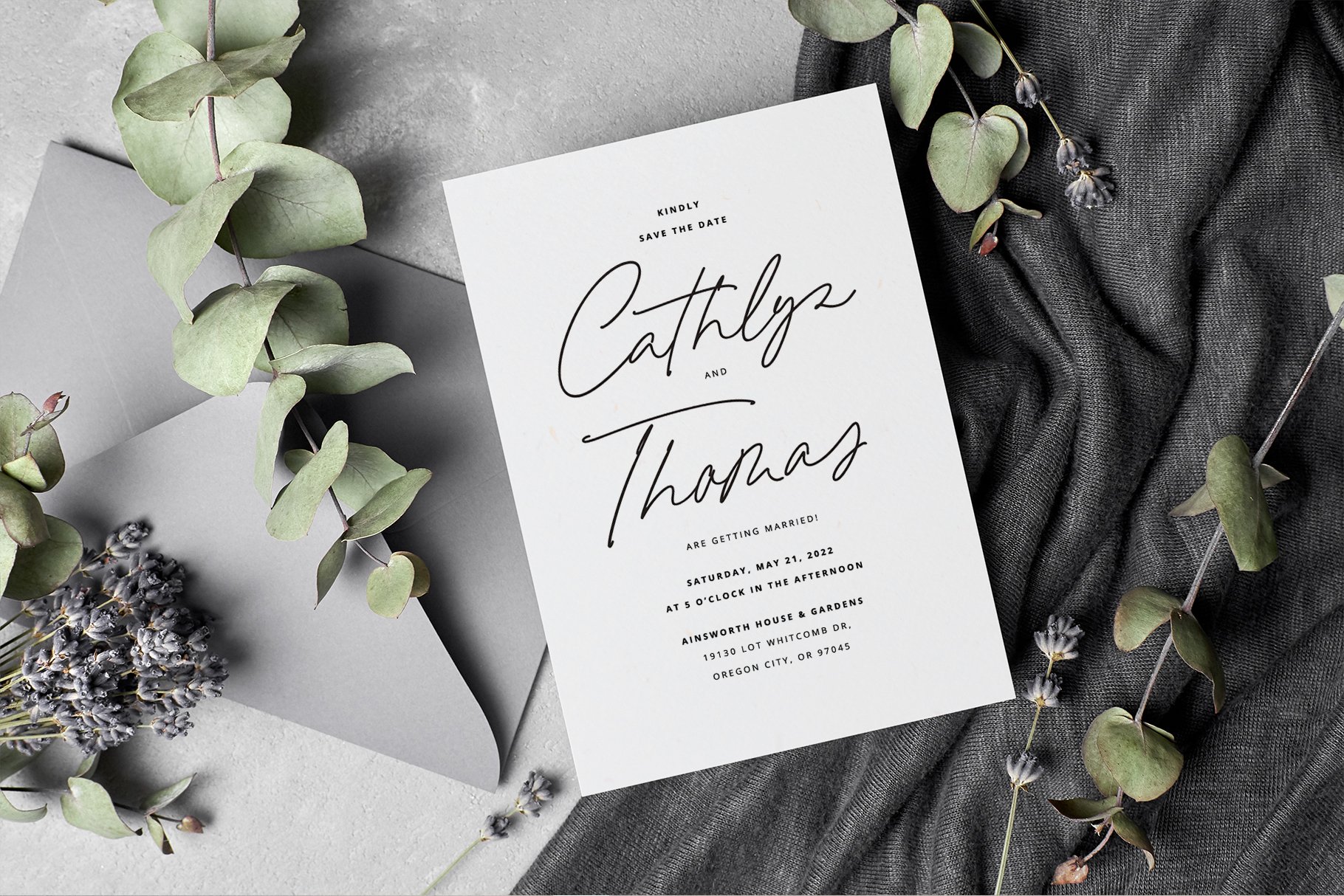 15 bohemian child casual modern chic handlettered script font by pinkcoffie wedding invitation 2 868