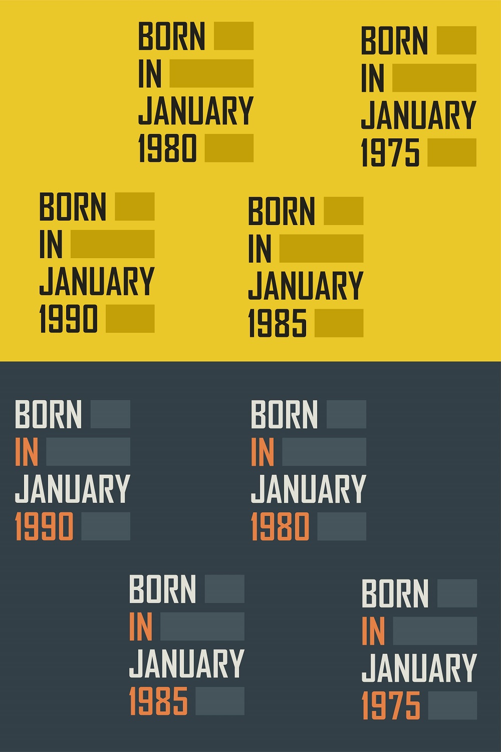 Birthday typography - Born in January 1975 Happy Birthday t-shirt for January 1975 pinterest preview image.
