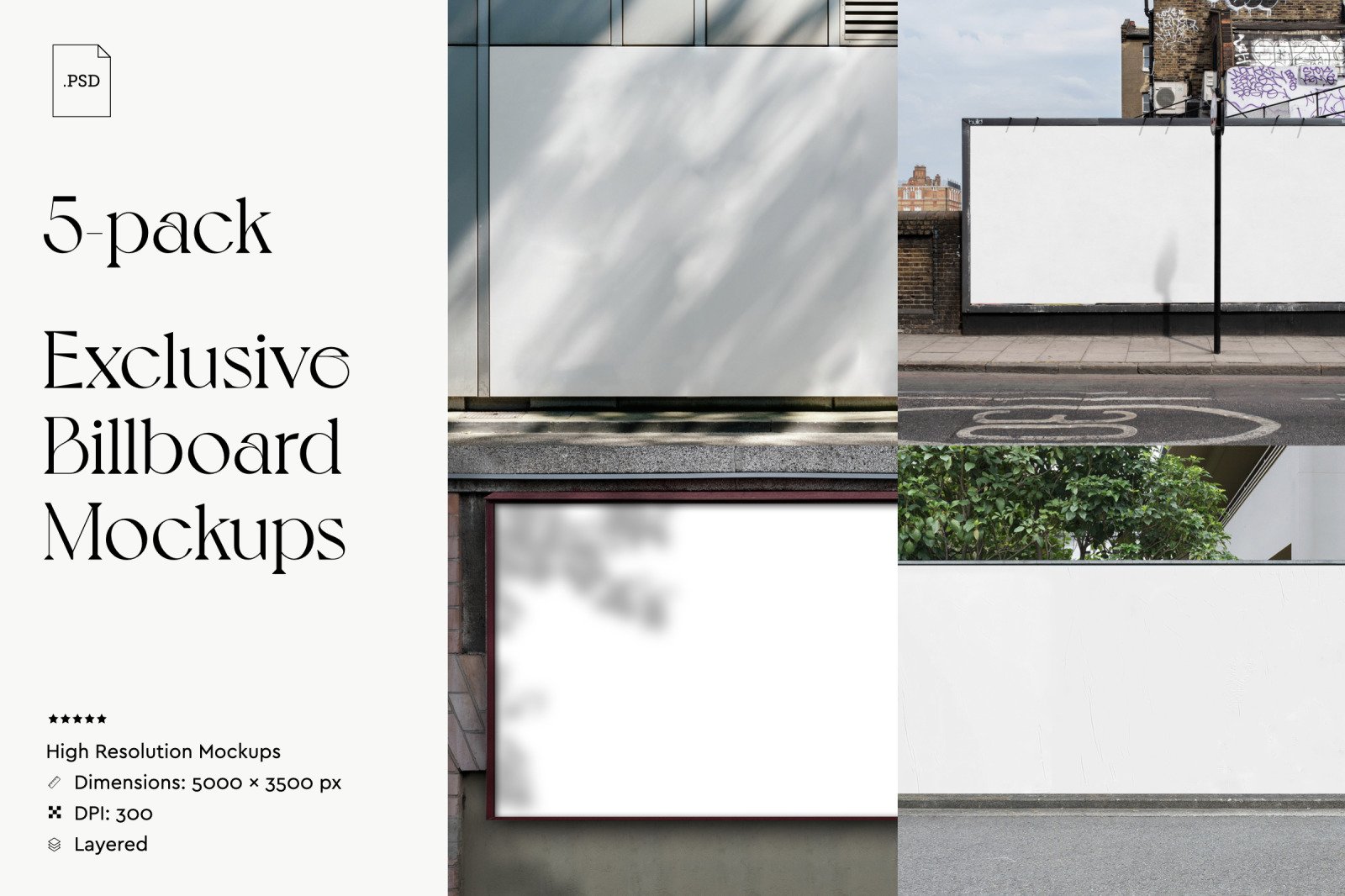 5-Pack Exclusive Billboard Mockups cover image.