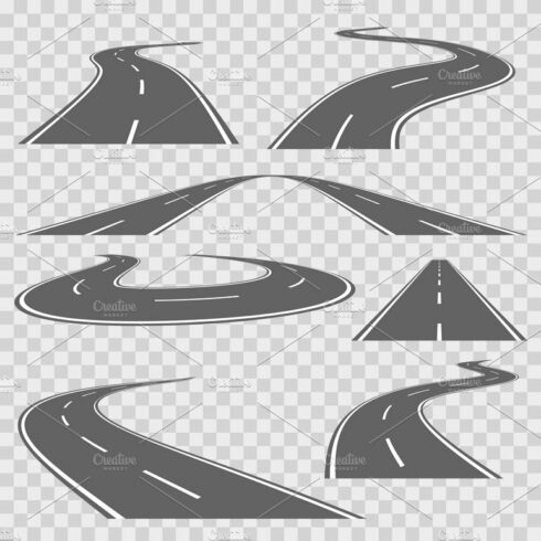 Winding curved road with markings cover image.